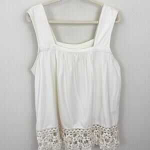 Anthropologie Womens Arabella Eyelet Top Size XL 100% Cotton Floral Lace White